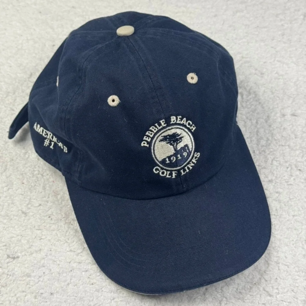 Pebble Beach Golf Links Hat Mens OS Navy Blue Embroidered Special Edition Cap